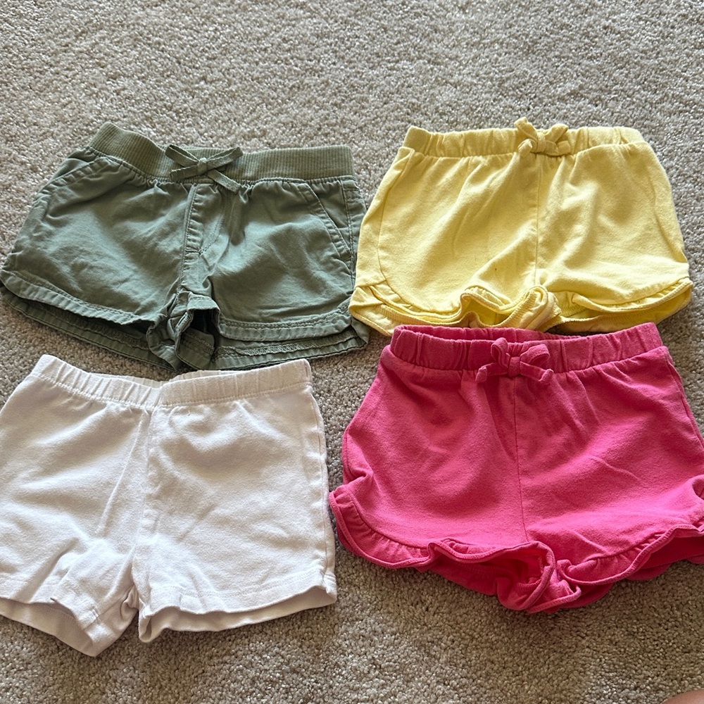 The Children's Place Green, Yellow, White, and Pink Shorts Set